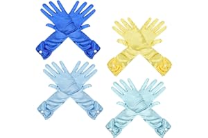 AUHOKY 4 Pairs Little Girls Long Princess Costume Formal Bows Glove, Age 3-8