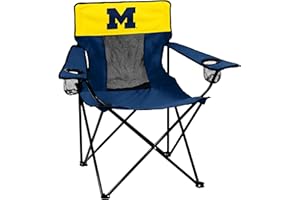 Logo Brands NCAA Michigan Wolverines Elite Chair, Unisex Adult Chair with Two Cup Holder, One Size, Team Color
