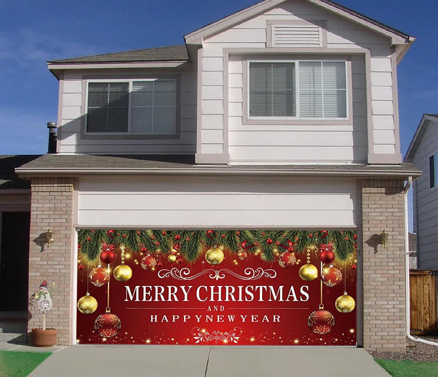 Garage Door Decorations - Christmas Garage Door Banner,Merry Christmas Theme,Garage Door Christmas Decorations,Garage Banner for Outdoor Indoor Home Wall Photo Background (7 * 16ft-Merry Christmas)