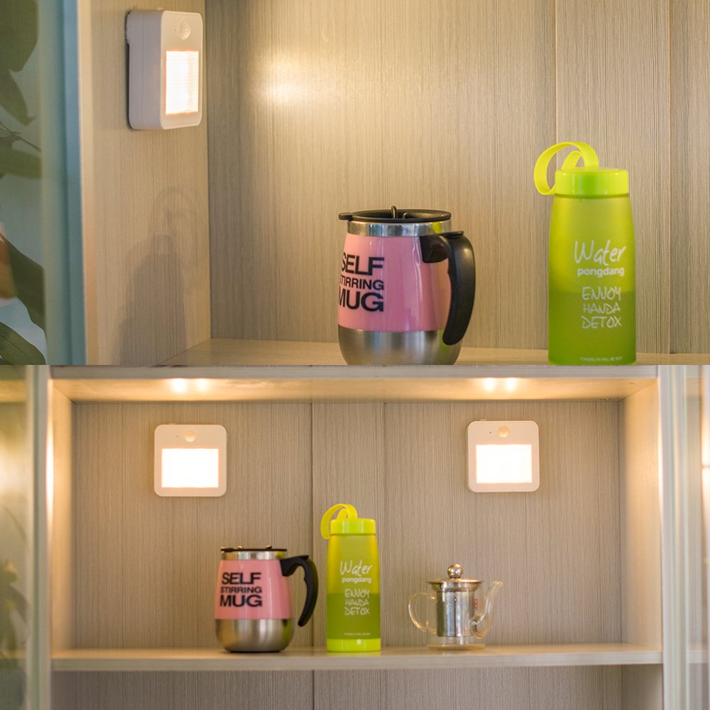 Rechargeable Motion Sensor Lights - Solarmks New Design Cordless Night Light, Safe Lights for Closet, Cabinets, Stair, Attic, Hallway, Warehouse, Garage (White, Pack of 2)