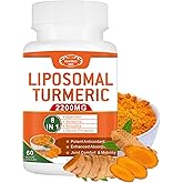 2200mg Liposomal Turmeric Curcumin Supplement with Black Pepper & Ginger Enhanced Absorption - 95% Curcumin Extract for Joint Support 60 Capsules