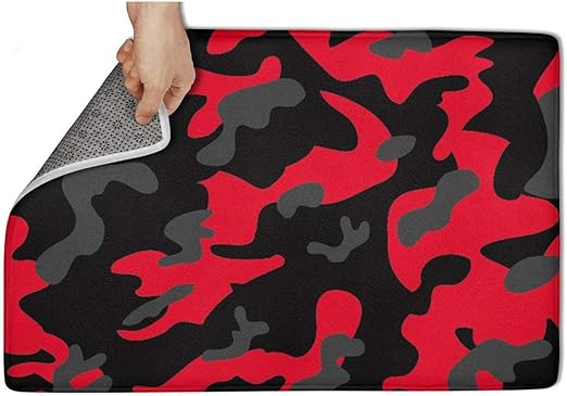 Amazon Com Hrie Kitchen Red Camouflage Camo Mat Decor Easy Clean