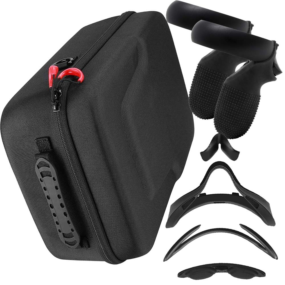 Deco Gear Oculus Quest VR Gaming System On The Go Bundle with Deluxe Custom Fit Travel Hard Case, Si