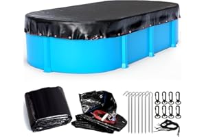 HOLDCOVER 15x30 FT Rectangular Pool Cover for Above Ground Pools, Winter Oval Pool Covers with Winch and Cable, Tear Resistant Winter Cover Ideal for Waterproof