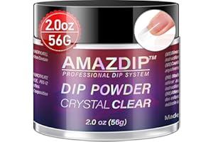 Dip Powder Clear Color, 2 Ounce/ 56 Gram, AMAZDIP Dipping Powder Nail System for French Nail Art Design Salon/DIY at Home