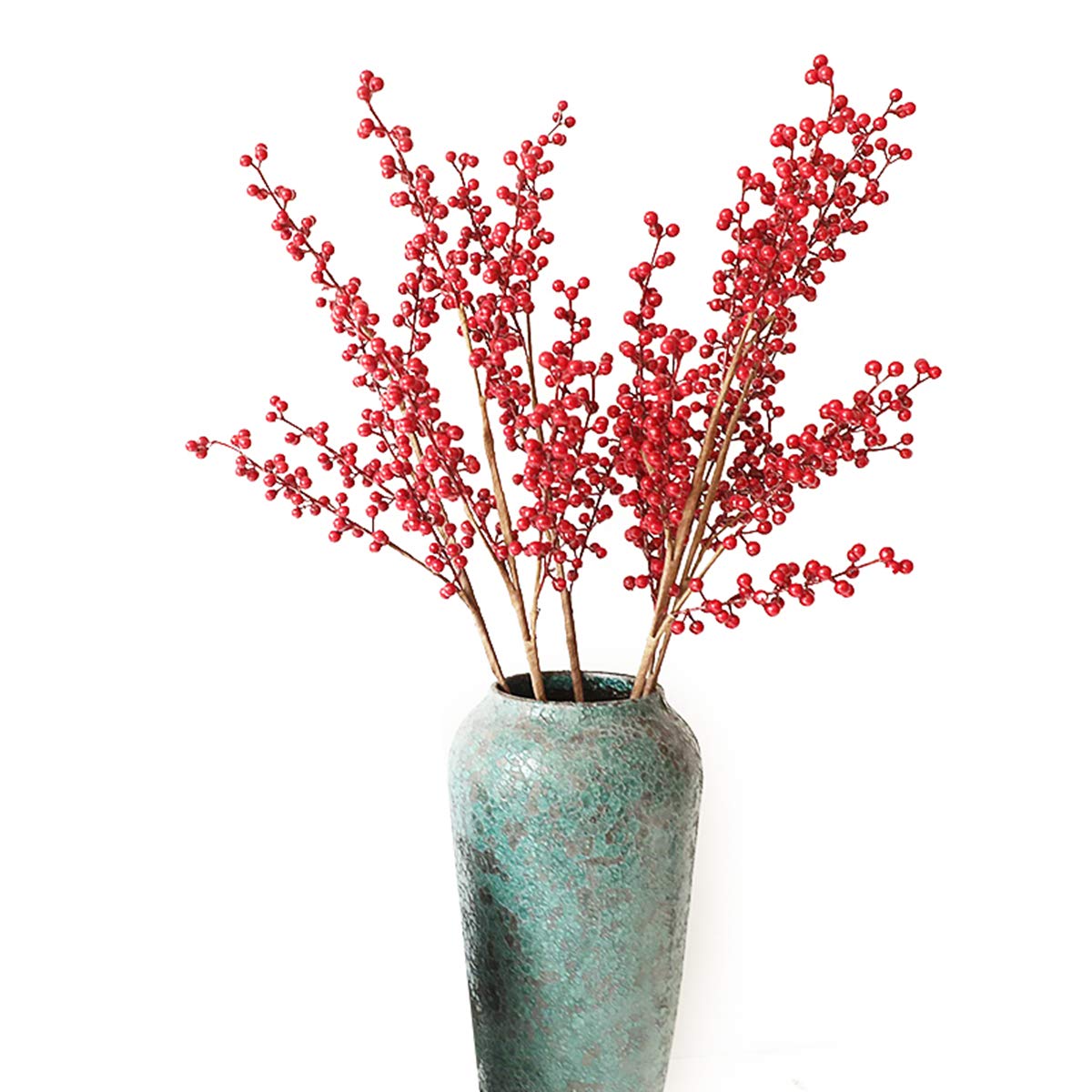 EasyLife 28.3'' Red Artificial Flower Christmas Berry Branch, 5PCS a Set, Decoration for Wedding Décor, Kitchen, Office, Coffee Store, Home Décor, Christmas Décor