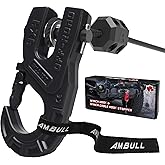 AMBULL 3/8" Tow Winch Hook with Cable Stopper, 10T Winch Hook, Upgrade Heavy Duty Forged Steel Winch Hook, 31967lbs Max Strength, Clevis Clip Hook Set for Synthetic Rope, Off-Road Vehicle, Black
