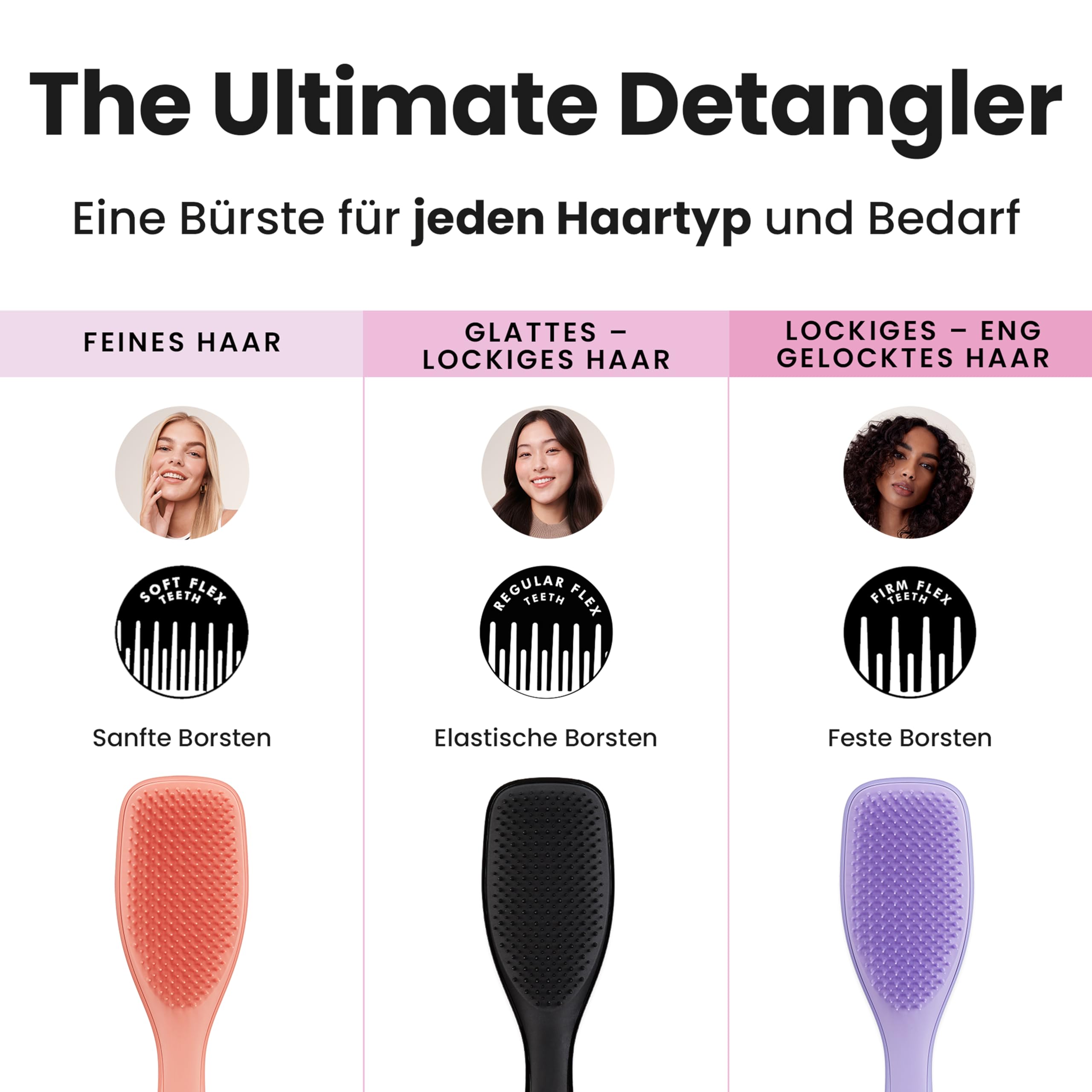 Tangle Teezer Ultimate Detangler Haarbürste – Für Nasses & Trockenes Haar – Entwirrungsbürste für Alle Haartypen – Zweistufige Borsten Reduzieren Haarbruch & Entfernen Knoten – Schwarz 9