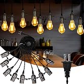 Tujoe 1 Pcs Pendant Light Sockets Cord Kit,1 Plug with 10 Sockets,Black | Plug in Pendant Light Cord with Switch, Fit for E26 E27 Lamp, 4 Adjustable Setting, a Single Line Ranging from 31.5