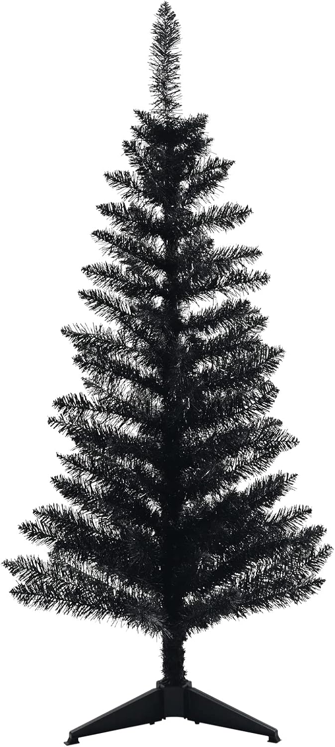 Trees - Artificial Christmas Tree，Halloween Decoration Tree Xmas Pine Tree with PVC Leg Stand Base Holiday Decoration for Indoor and Outdoor(4ft Black