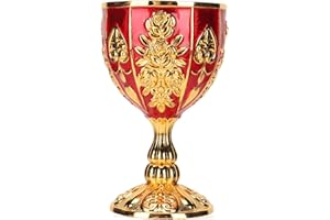 Gold Chalice Vintage Golden Goblet, 4 Inches Solid Zinc Alloy Retro Embossed Flower Pattern Elegant Pimp Cup for Party Banque