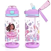 decalsweet Kids Water Bottle 20oz Durable Leak-Proof Plastic Water Cup for Kids Toddlers,With Straw Handle and Pop-Up Spout Cover,Safe for School Sports Daycare Travel & Camp