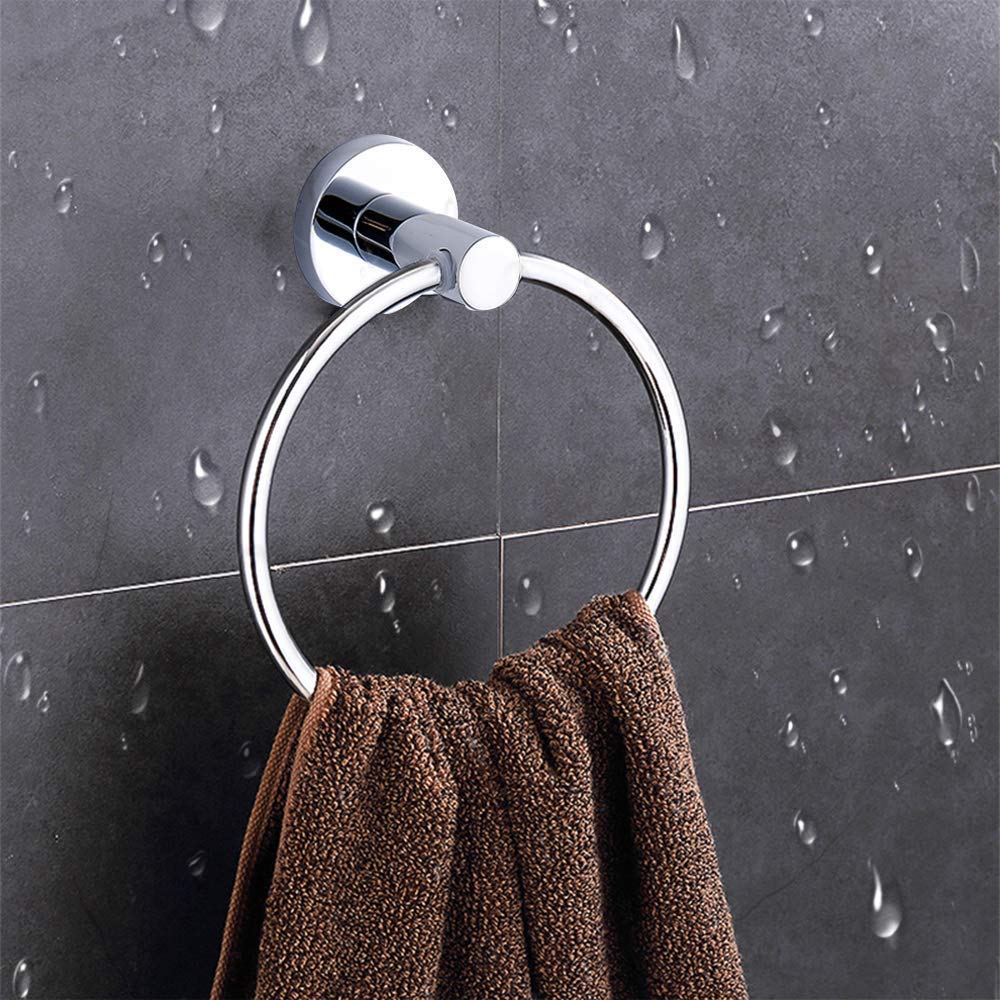 btcus4 Modern Towel Ring Chrome Wall Mounted Towel Rack Brushed Stainless Steel for Bathroom