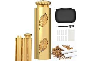 UTHLUSTY Cigarette Rolling Machine - Vintage Brass Cigarette Roller - Solid Brass Roller Pure Copper Joint Roller Machine Come with 70mm Papers, Filters, Tray & Storage Bag, Tobacco Roller for Men and Women