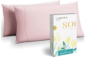 Carressa Linen Luxury Egyptian Cotton King Size Pillow Cases Set of 2-800 Thread Count Soft Blush Pillowcases for Sleeping, Soft, Cooling Pillow Cover, Extra Long Staple Hotel Quality Pillow Cases