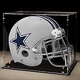 Xiomot Football Helmet Display Case Full Size with Mirror Back and Black Base Dustproof Clear Acrylic Display Case for Basket