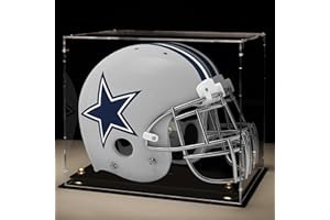 Xiomot Football Helmet Display Case Full Size with Mirror Back and Black Base Dustproof Clear Acrylic Display Case for Basketball Sports Memorabilia