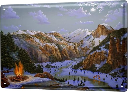 Amazon Com Tin Sign Fantasy Motif Camp Fire Home Kitchen