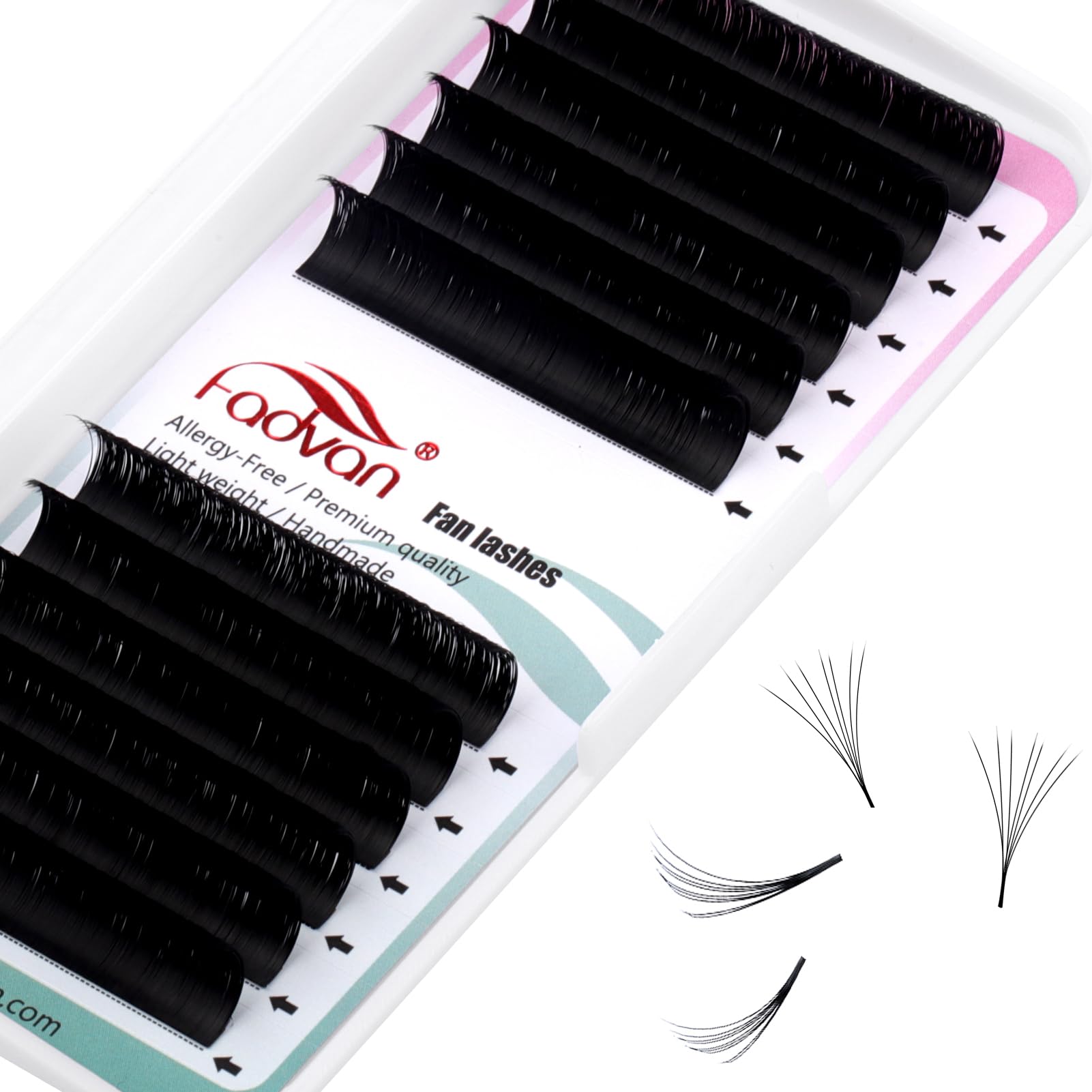 Easy Fan Lashes Self Fanning Volume Russian Eyelash Extensions 0.05C Curl 16mm Automatic Blooming Volume Easy Fan Lashes FADVAN(0.05-C-16)