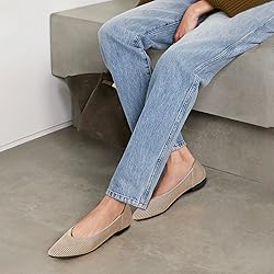 TINGRISE Women's Flats Shoes Pointed Toe Knit