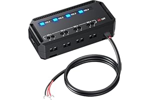 Electop 12V Fuse Block, Universal 20A Motorcycle Automotive Fuse Block and Relay Box Kit with 4 Circuits Low Profile Mini Bla