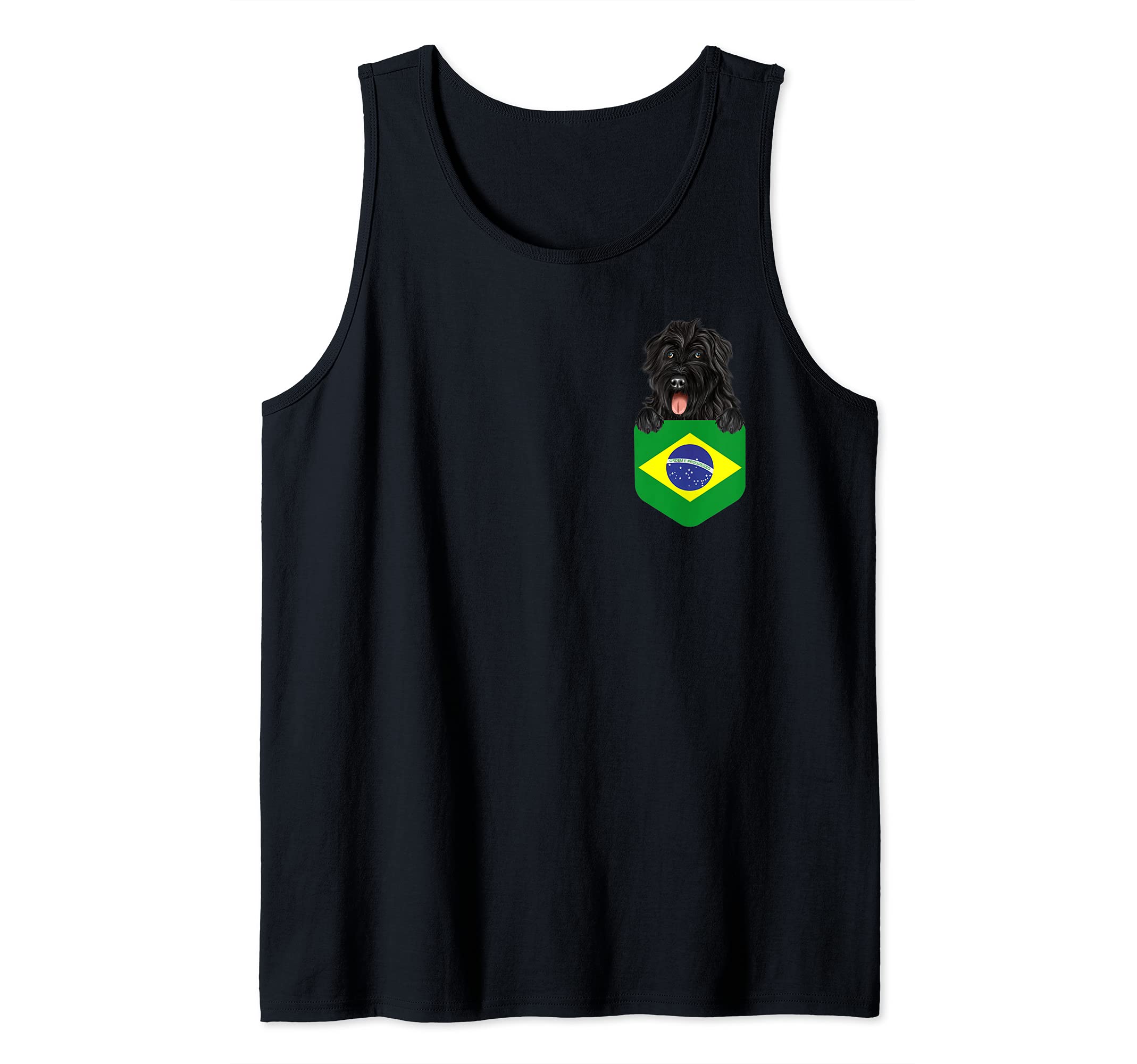 Brazil Flag Bouvier des Flandres Dog In Pocket Tank Top