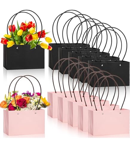 Aazon.co: Glenal 12 Pcs Kraft Paper Flower Gift Box Bouquet Bags Rectangle Flower Waterproof - View #4