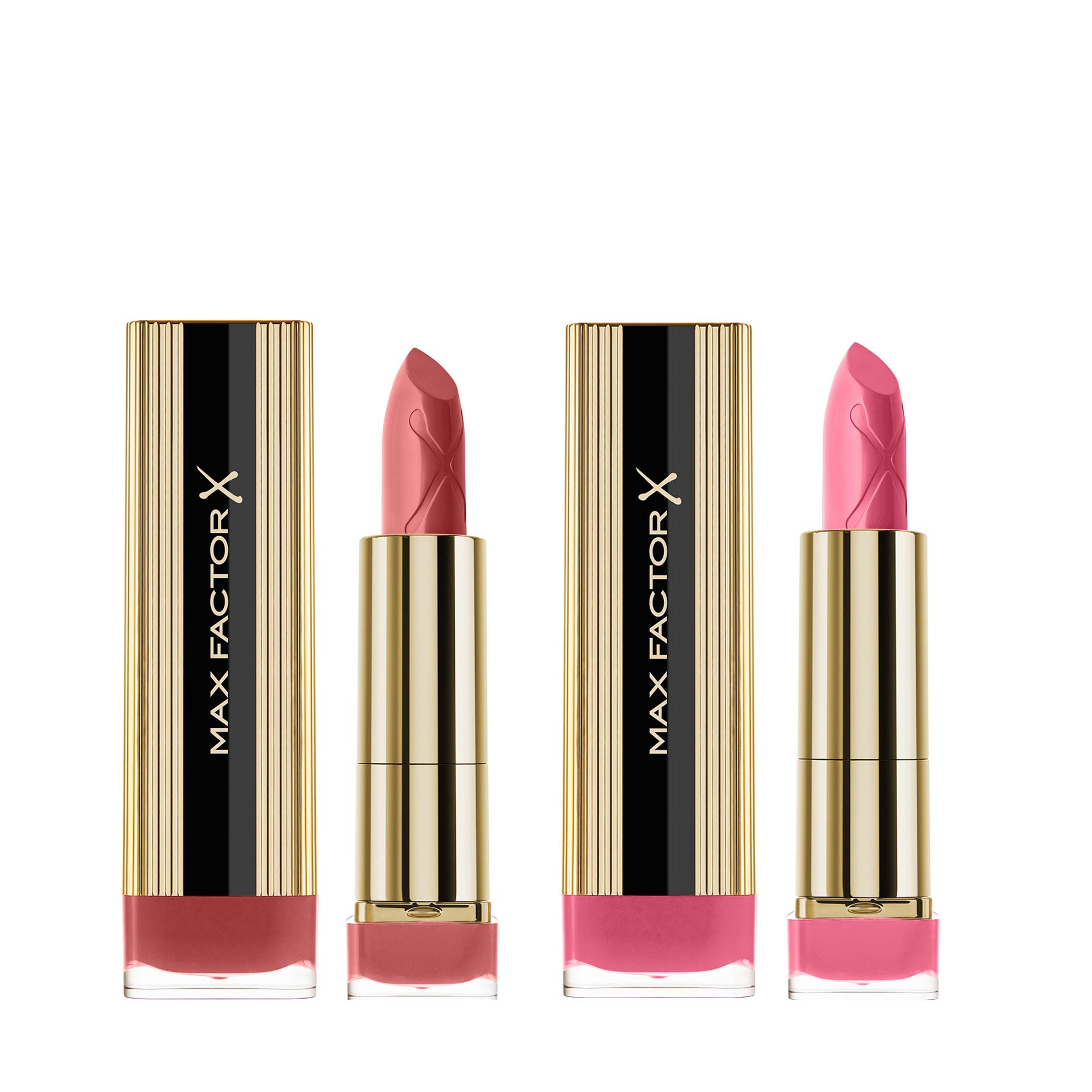 Max Factor Colour Elixir Lipstick with Vitamin E, Shades Nude Rose 015 + English Rose 090 (Pack of 2)