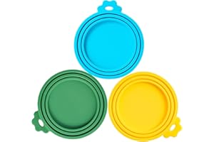 Joyinjojo 3 Pack Pet Food Can Covers Lids, Universal Size Silicone Dog Cat Food Can Lids Covers, Dishwasher Safe