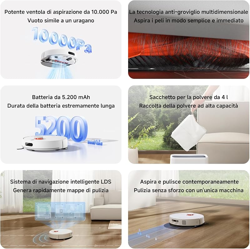 H40 Robot aspirapolvere con stazione auto-svuotamento, 10000 Pa