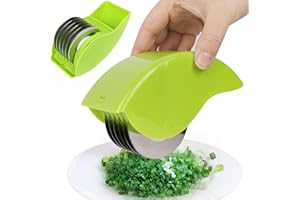 Herb Roller Mincer,Manual Hand Scallion Chive Mint Cutter with 6 Blade,Stainless Steel Herb Choppers for Cilantro Scallion Pa