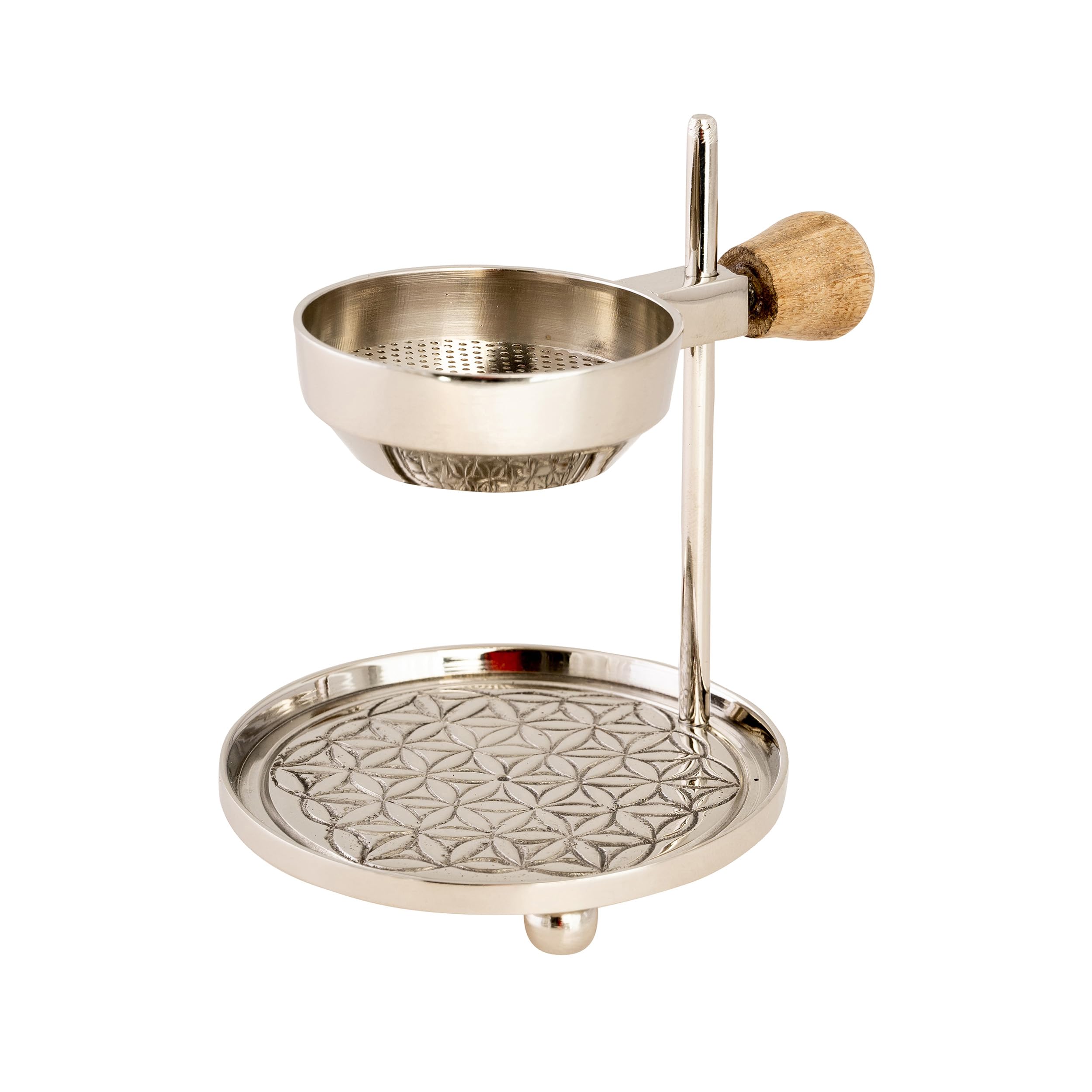 NKlaus 15867 Tea Light Incense Burner Silver Flower of Life Adjustable Height 11 cm