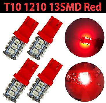 4PCS Red 12V License Plate Light Halogen Bulbs W5W T10 168 194 921 158 159 2825