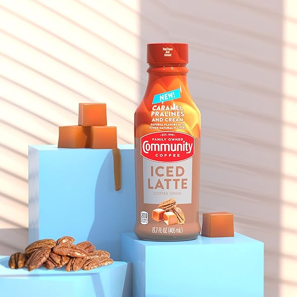 COMMUNITY COFFEE CARAMEL PRALINES AND CREAM ICED LATTE READY TO DRINK, 13.7 OUNCE BOTTLE (PACK OF 1)