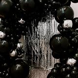 PartyWoo Black Balloons 50 Pcs 12 Inch Latex with 20m Ribbon Birthday Wedding view 6