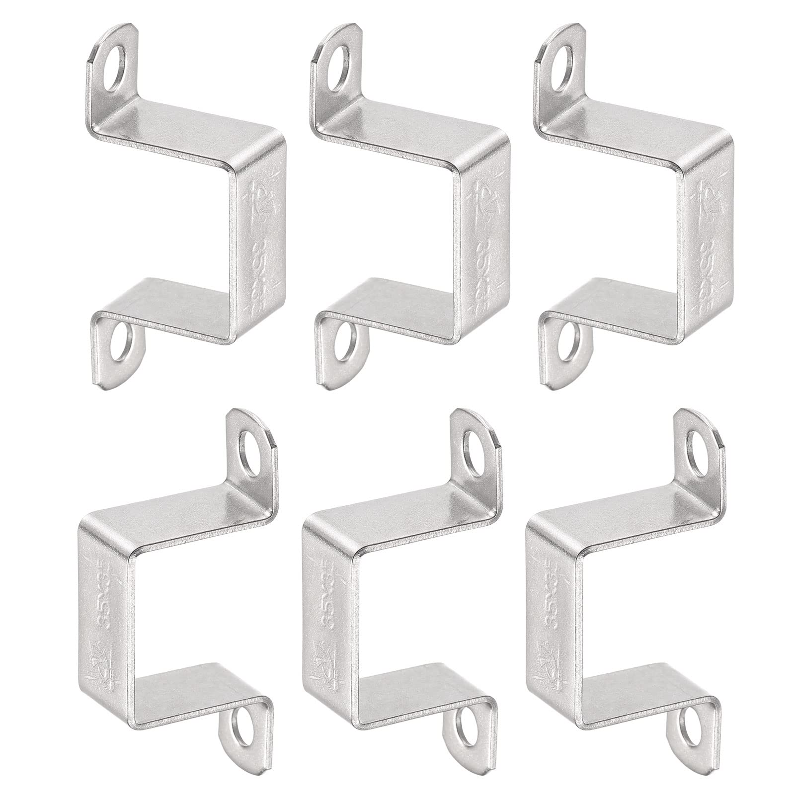 DTGN 32mmx37mm(InnerHxInnerW) U Shaped Strut Connector Bracket - 6Pack - Good for Home Pipe Fixing - 304 Stainless Steel Door Closed Bar Holder