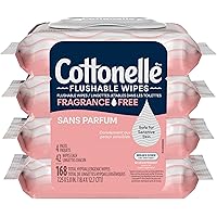 Cottonelle Fragrance Free Flushable Wet Wipes, Adult Wet Wipes, 4 Flip-Top Packs, 42 Wipes Per Pack (168 Total Flushable Wipe