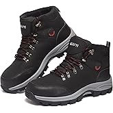 AUVYI Waterproof Work Boots For Men - Steel Toe Boots Comfortable Durable Safety Wide Toe Shoes Slip - Resistant Indestructible Leather Work Shoes for Construction, Outdoor&Industrial
