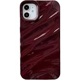Caseative for iPhone 11 Case, Wine Red | Water Ripple Pattern Curly Wave Shape Soft