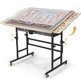 BuilderButler Puzzle Table 1500 Pieces with Wheels, Drawers &amp; Cover, 33.58"x24.92" Adjustable Height &amp; 45&deg; Tilting Jigsaw Board for Adults, Also Ideal as Fuse Beads Table