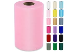 GRAINEAR Pink Tulle Fabric Roll 6" by 100 Yards (300 ft) Soft Tulle Spool for DIY Crafting Favor Supplies, Tutus, Wedding, Party Decorations, Gift Wrapping