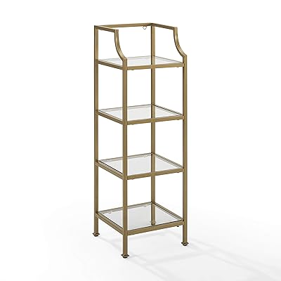 Crosley Aimee Short Etagere in Soft Gold for Stylish Storage