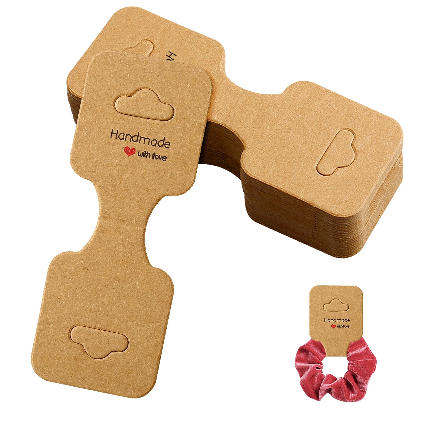 Rumyve 100Pcs Necklace Display Cards - Handmade Hanging Tags for Bracelets, Earrings, Jewelry, Hairbands (Kraft Brown)