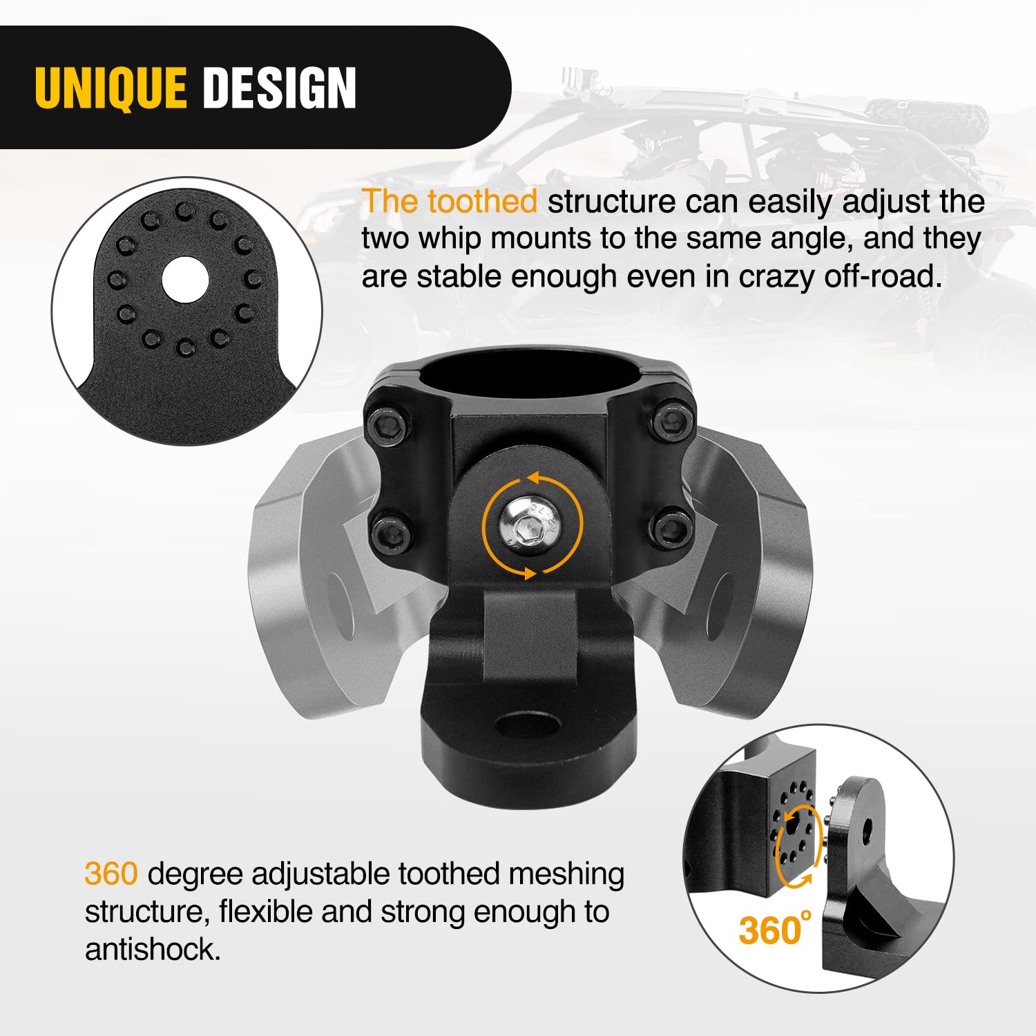 Nilight UTV Flag Antenna Mount Whip Light Mounting Bracket Black Adjustable Heavy Duty for 1.5 to 1.75inch 1.75 to 2inch for Polaris RZR Ranger Can Am Maverick X3 Talon, 2 Years Warranty