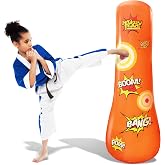 Novelty Place Kid's Inflatable Punching Bag - 4 Feet Tall Free Standing Buddy - Hit &amp; Bounce Back Air Bop Toy Fun for Boys Girls Fitness &amp; Stress Relief