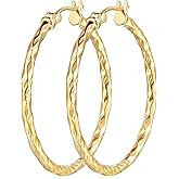 Verniflloga Hoop Earrings for Women,Large14K Gold Plated Earrings Thick Women’s Hoop Earring Jewelry 30 mm,35 mm (30MM)