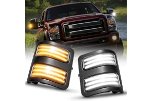 AUTOONE LED Sequential Switchback Side Mirror Marker Lights For 2008-2016 F250 F350 F450 F550 Super Duty, White Running Parking Light & Dynamic Amber Turn Signal Light, Smoke Lens, 2PCS