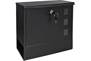 Piowio Outdoor Wall-Mounted Mailbox Lockable Post Letter Mail Box Newspaper Holder with Viewing Window (30 * 36 * 9.8cm GHR-B