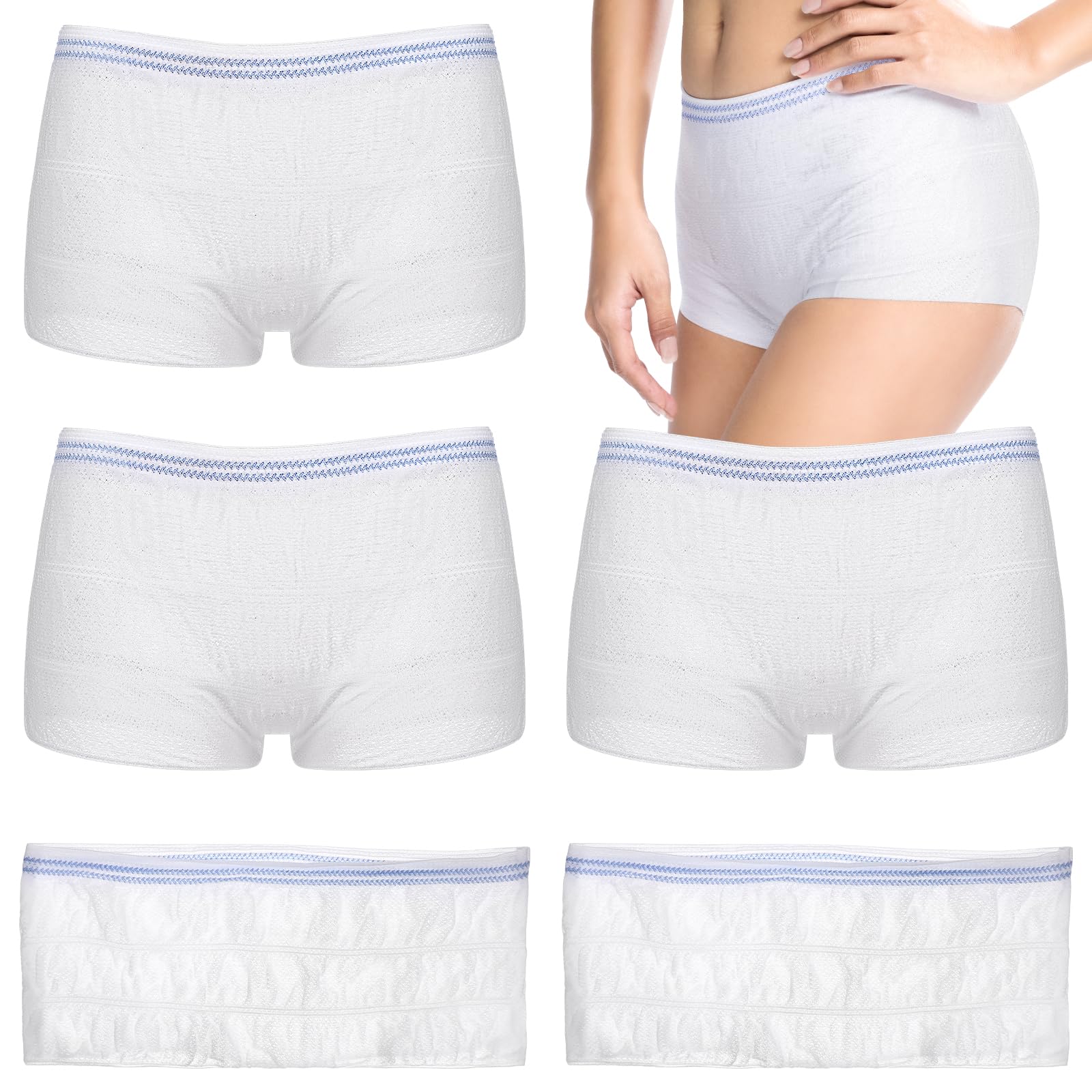 Artibetter Net Pants for Incontinence Pads: 6pack Large Fix Reusable Net Knickers, High Density Mesh Disposable Pants - Breathable Incontinence Pads Briefs for Woman Man for Daily Use, Travel, Blue