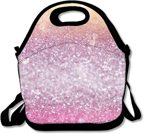 pink glitter lunch bag